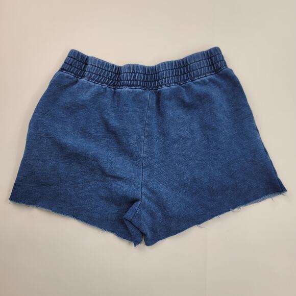 Fabletics Cut Off Lounge Shorts Size Medium Blue Stretch Waist Pockets Raw Hem - Picture 2 of 11